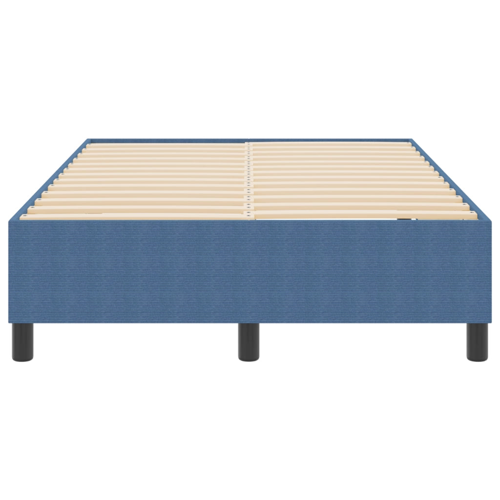 Letto Box Spring Blu Matrimoniale Piccolo in Tessuto Corduroy