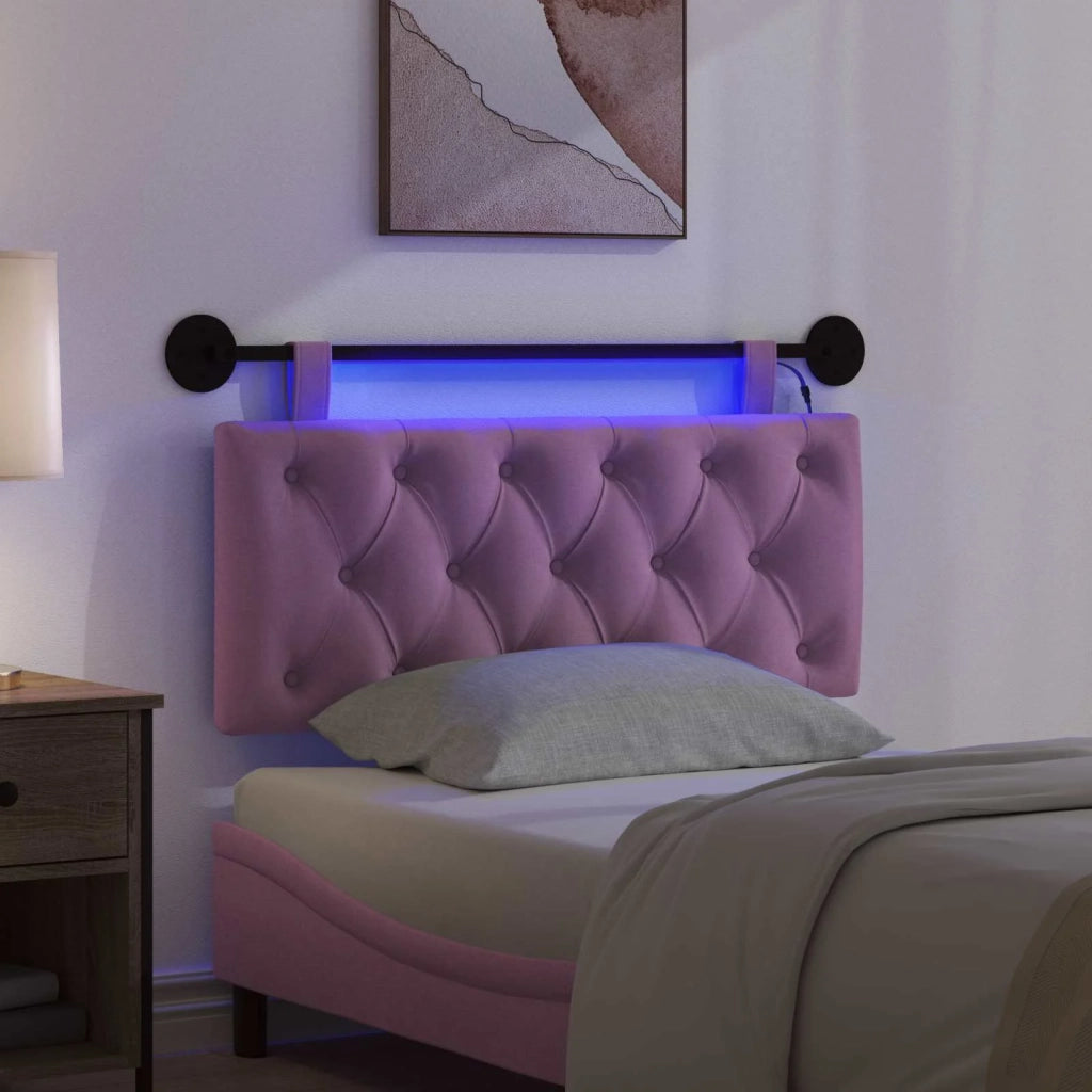 Testiera sospesa Con luce LED Rosa Tessuto