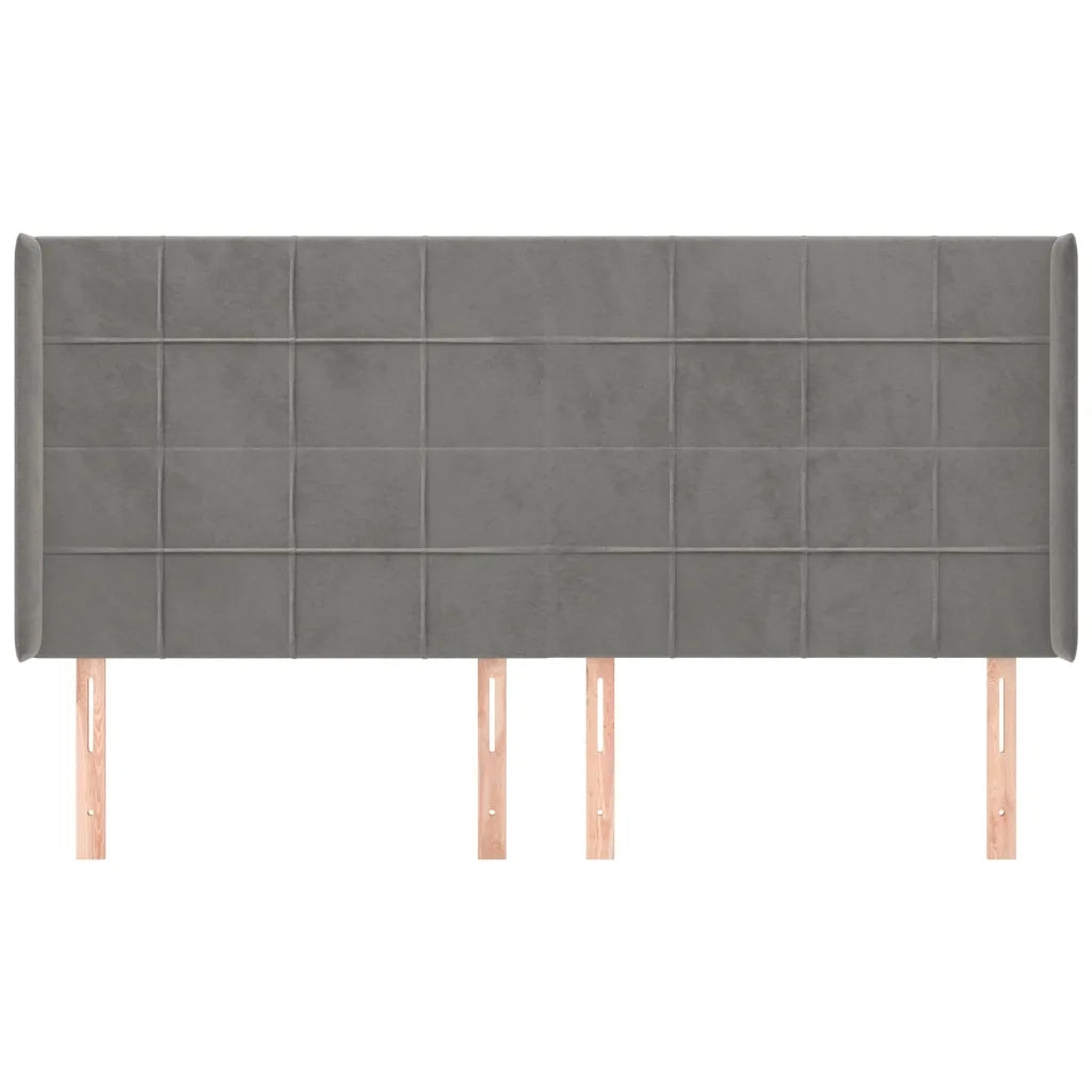 Testiera | Testata ad Orecchio Grigio Chiaro 203x16x118/128 cm in Velluto