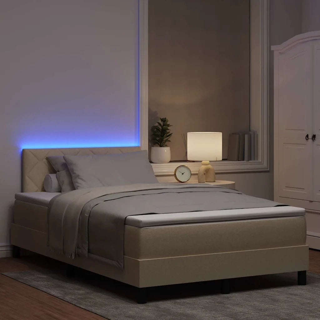 Letto a molle con materasso con led Crema 120 x 200 cm Tessuto