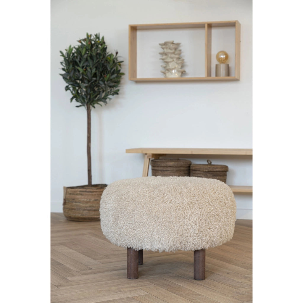 Pouf Inverness, Beige, Poliestere, 50x50x36 cm