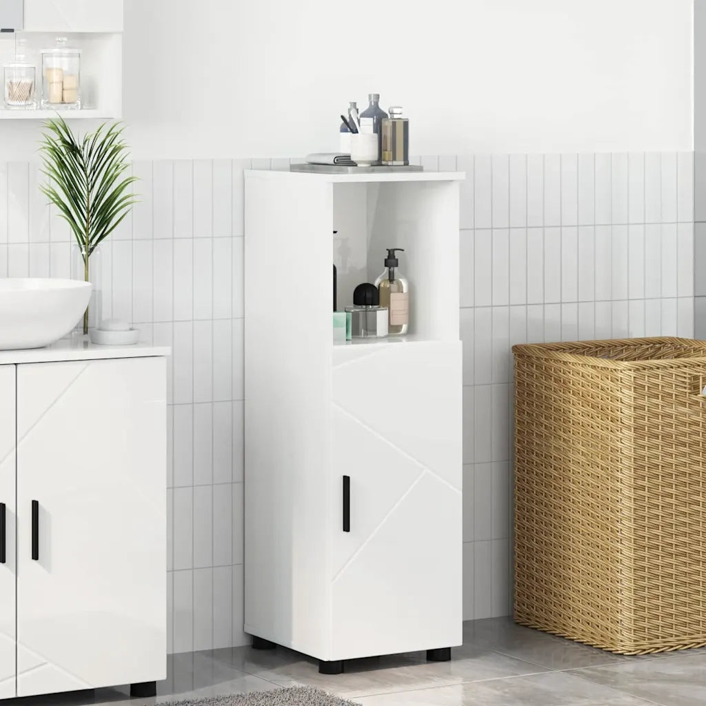 Mobile da Bagno con archiviazione Bianco Lucido 30 x 35 x 95 cm