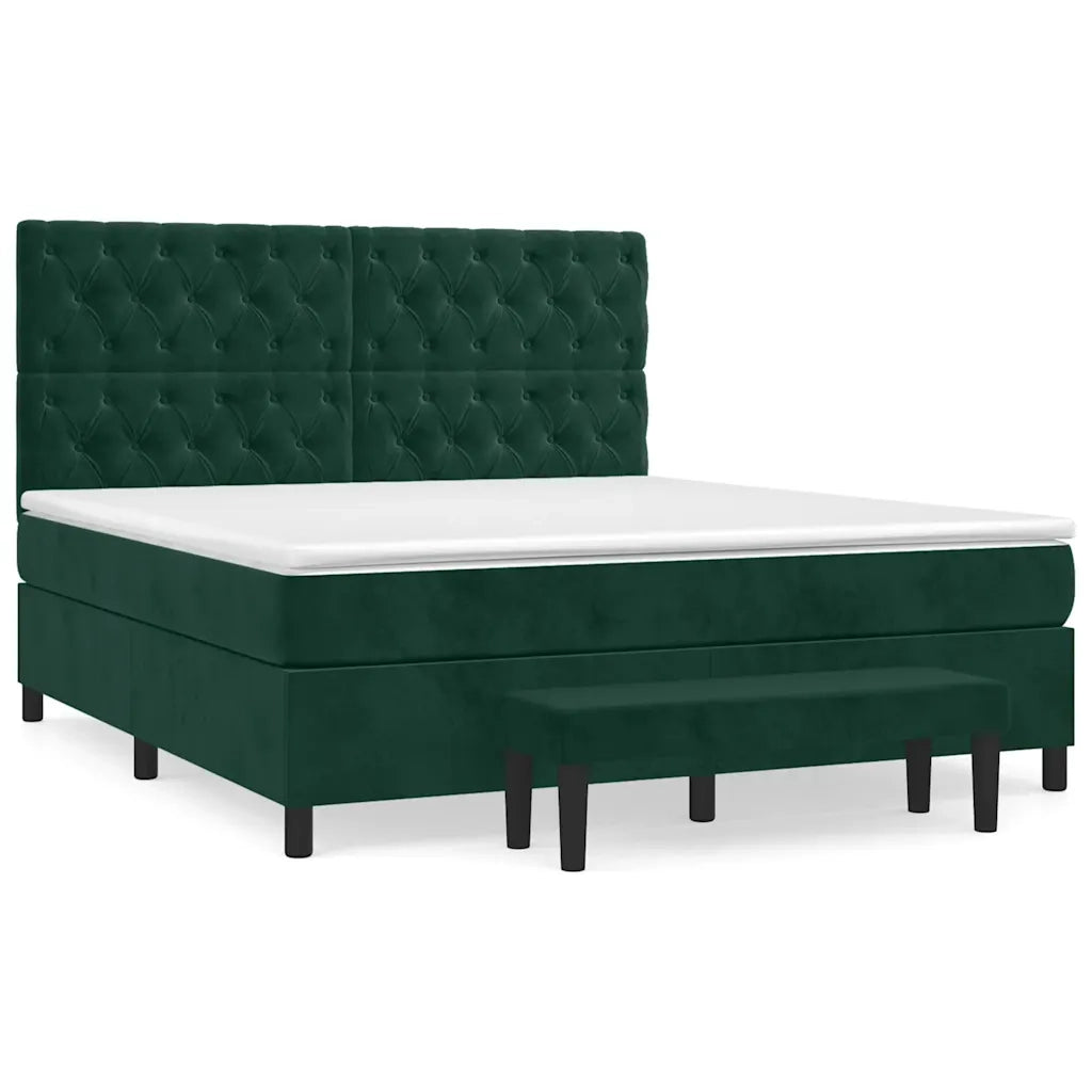 Giroletto a Molle con Materasso Verde Scuro 160x200 cm Velluto 3138034