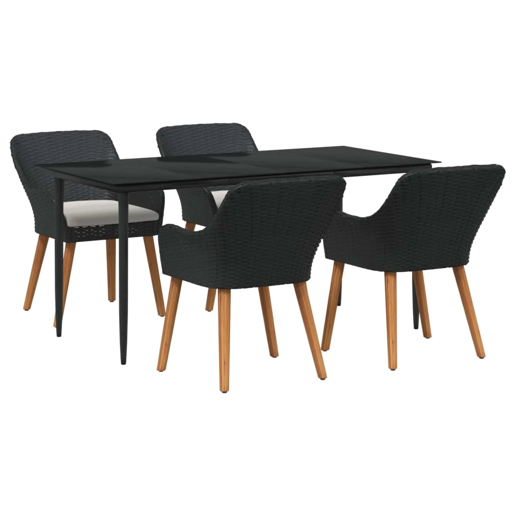 Set da Pranzo per Giardino con cuscino 5 pcs Nero polyrattan 3261666