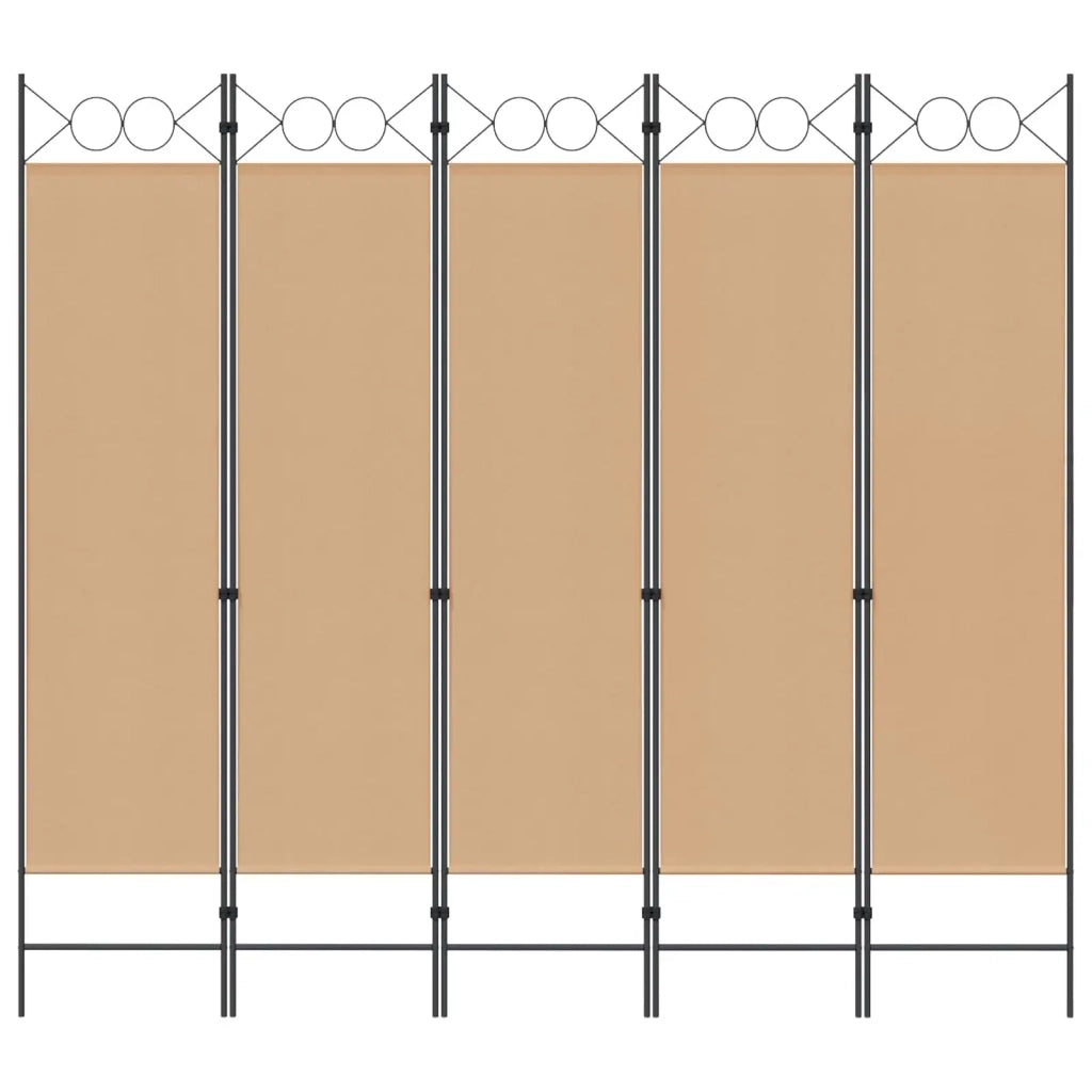 Paravento a 5 Pannelli Beige 200 x 180 cm Tessuto 42039191