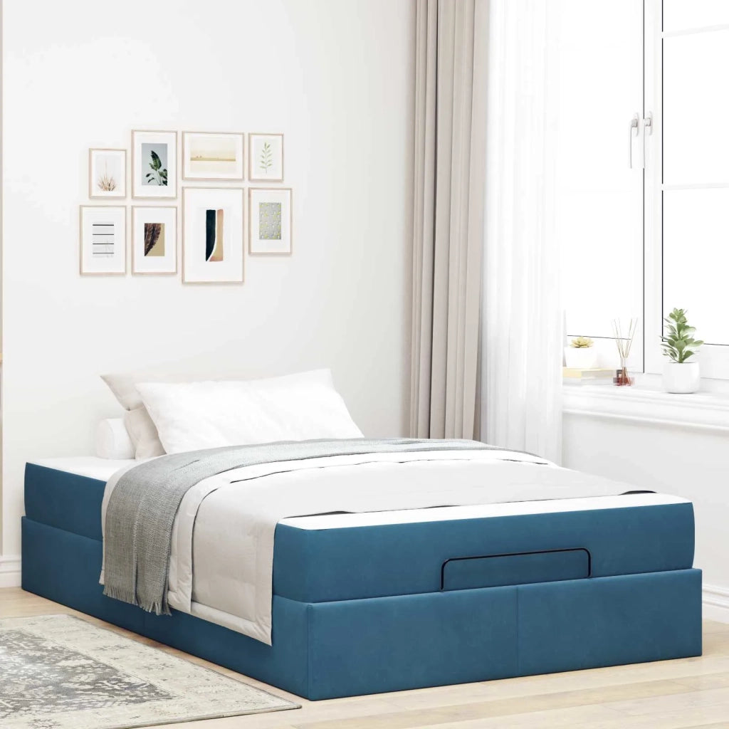Struttura letto con materasso con materasso 2 pcs Blu Velluto