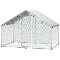 Pollaio in metallo con copertura impermeabile e anti-UV, gabbia per 5-8 polli, 3 x 1,7 x 1,9m