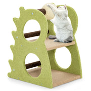 Tiragraffi a 2 livelli 48 x 37 x 58 cm con palla interattiva design di dinosauro in peluche verde e beige 20_0010173