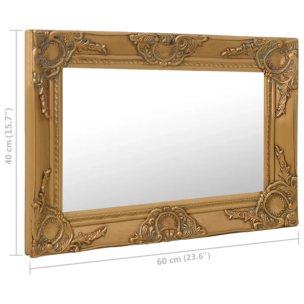 Specchio da Parete Stile Barocco 60x40 cm Oro 320329