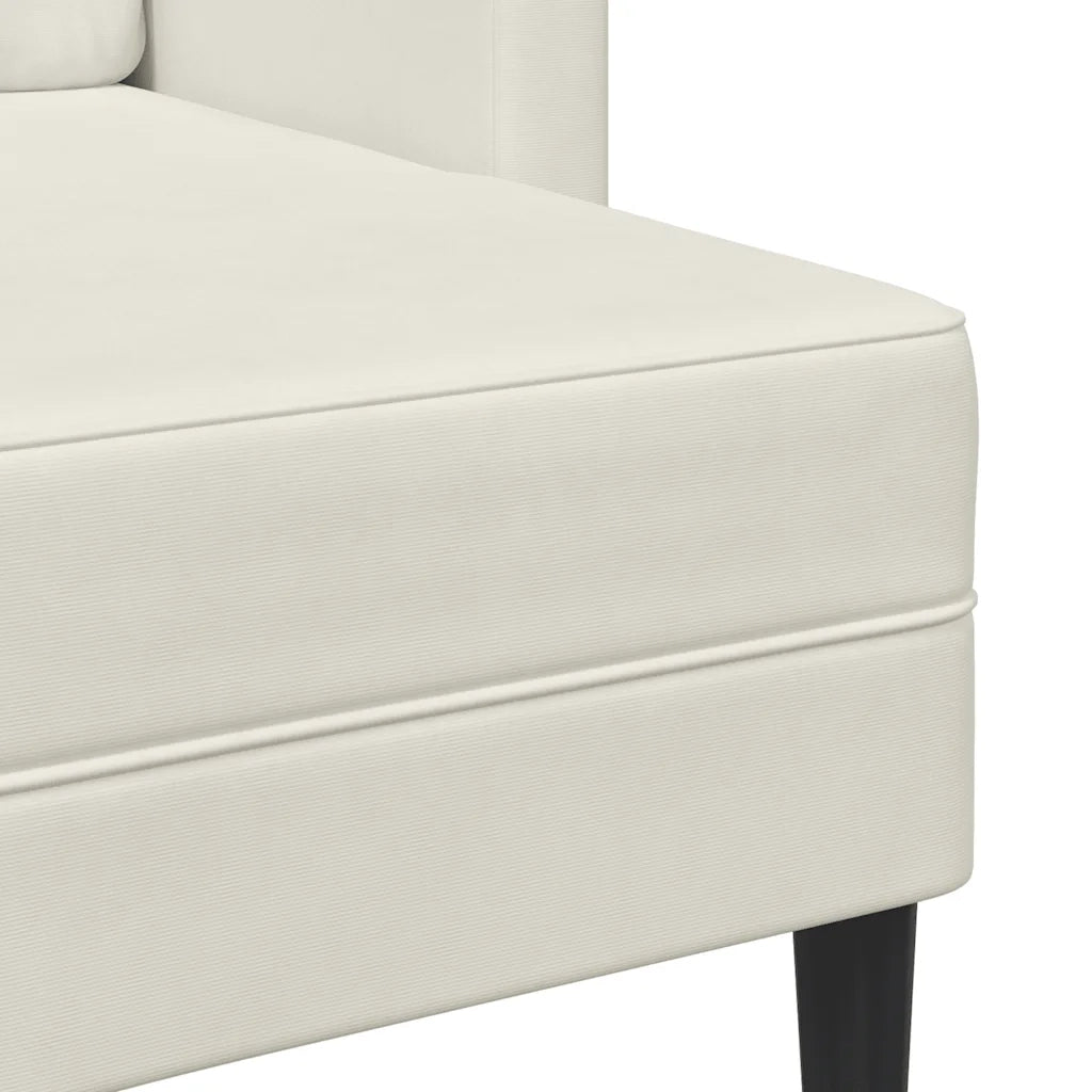vidaXL Divano 2 Posti con Chaise longue a L Crema 125 cm Velluto
