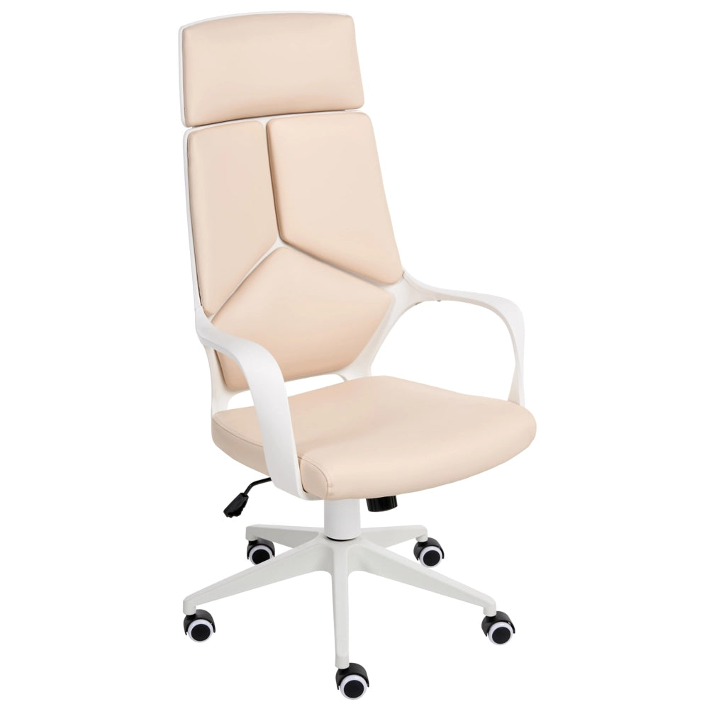 Sedia da scrivania girevole regolabile ecopelle beige chiaro seduta regolabile Schienale reclinabile