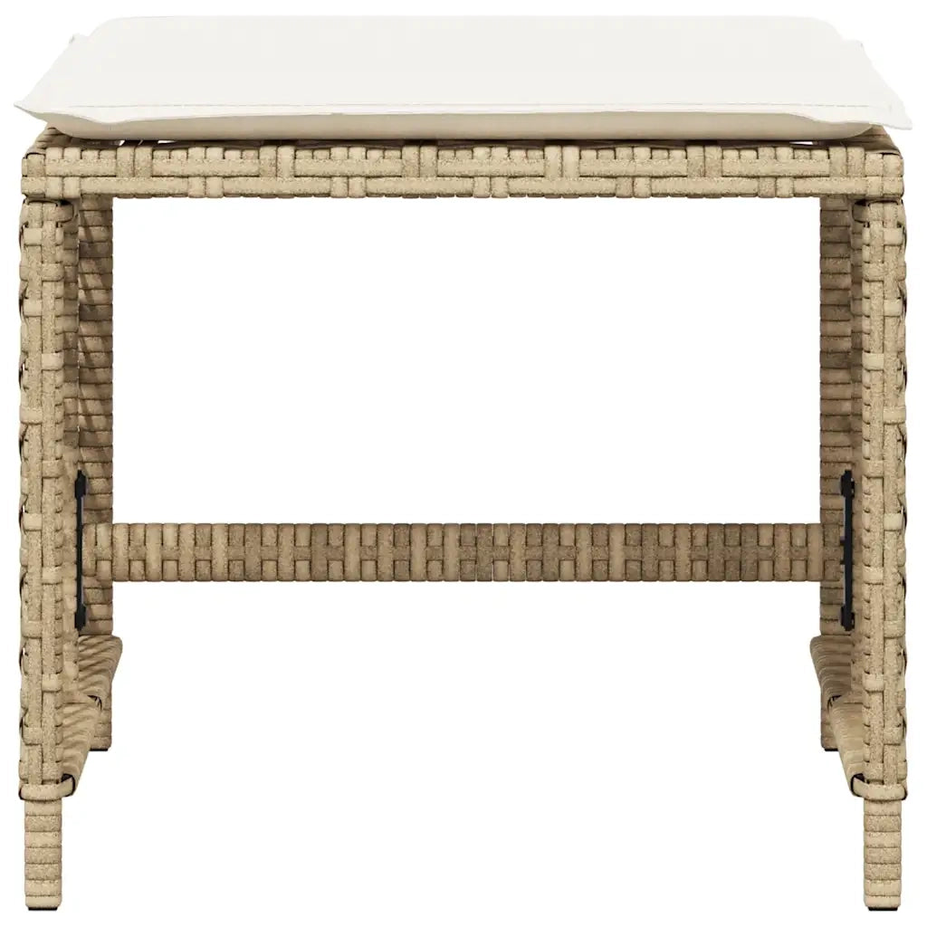 Sgabelli Giardino con Cuscini 4 pz Beige 41x41x36cm Polyrattan CFW8146651