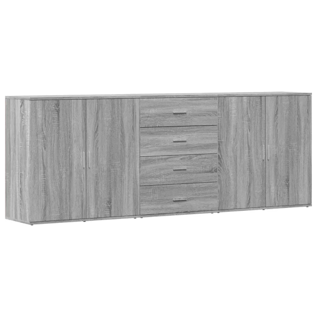 Credenze 3 pz | Madia | Buffet da pranzo | Armadio da pranzo Grigio Sonoma in Legno Multistrato