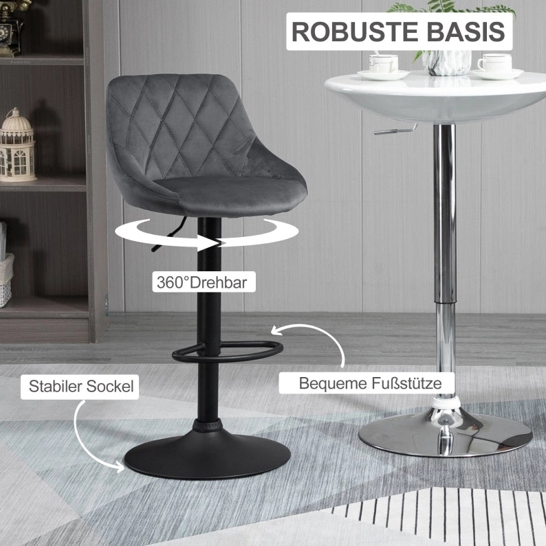 Set di 2 sgabelli da bar girevoli regolabili grigio scuro