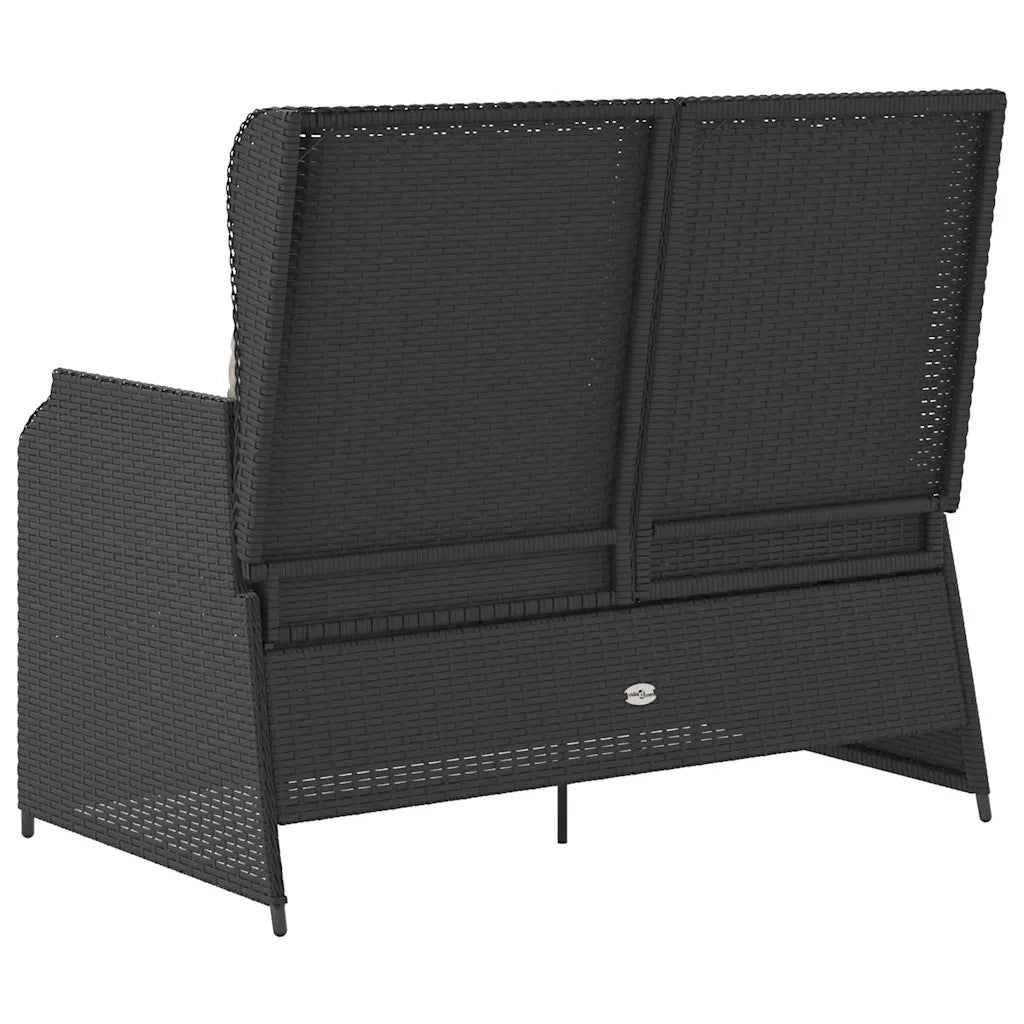 vidaXL Panchina da giardino con cuscino Nero Poly Rattan