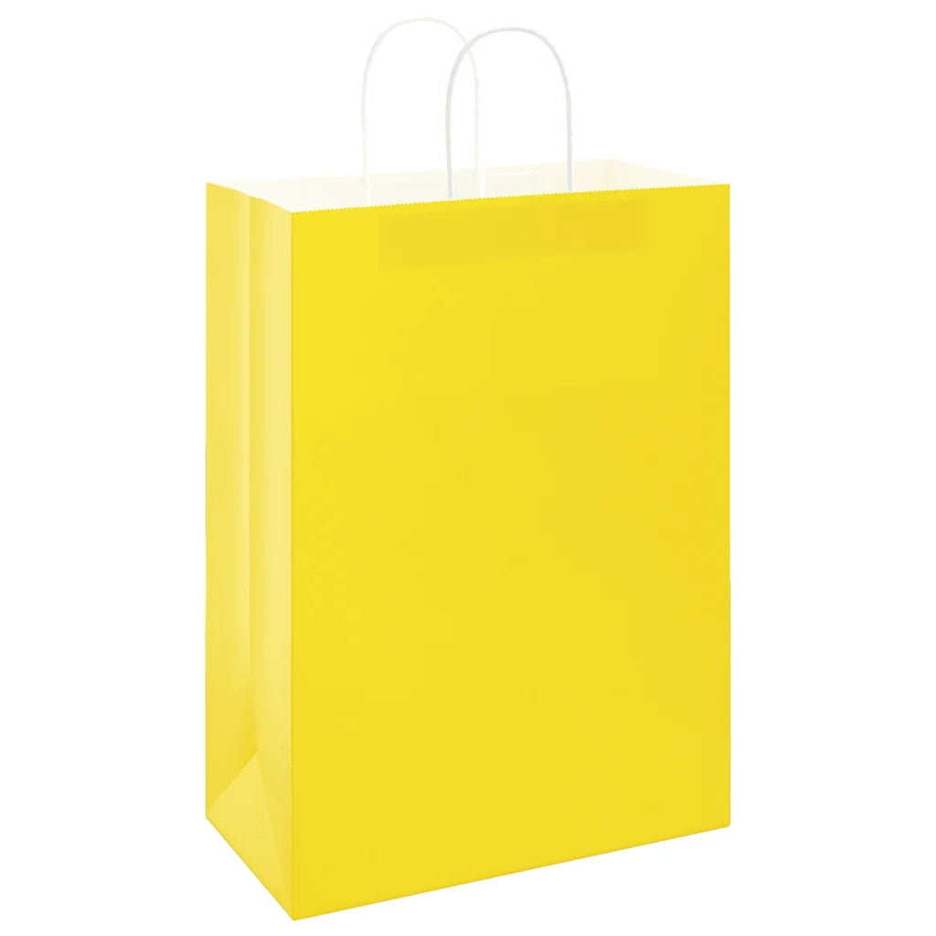 Sacchetti di Carta 250 pz con Manici Gialli 32x17x44 cm