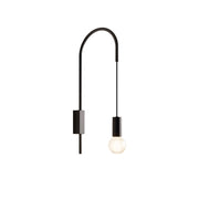 Zafferano - Lampada da Parete Filo, Orientabile 200°, Metallo Verniciato Lampadina E27 max 60W inclusa, H61cm - Nera