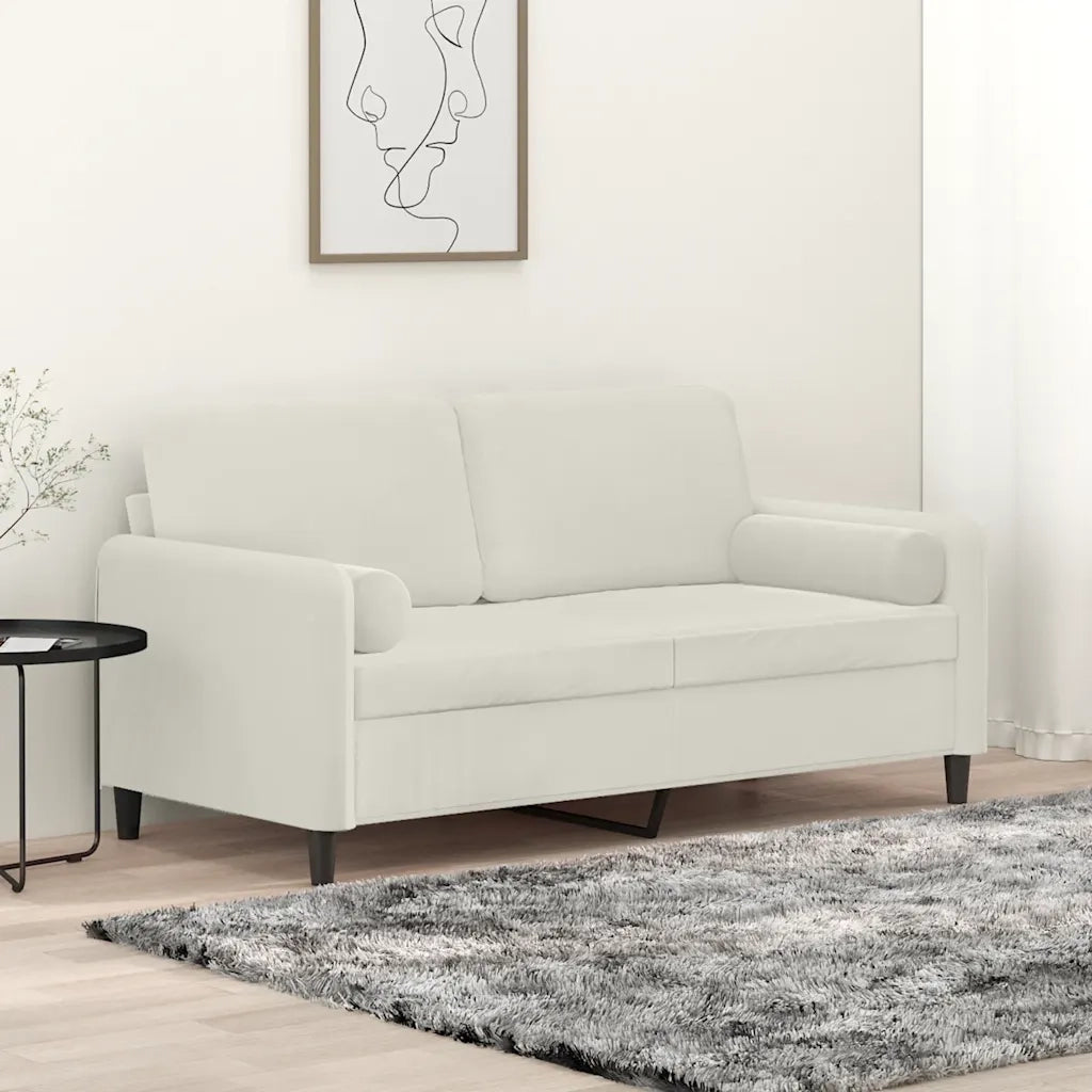 Divano a 2 Posti con Cuscini Crema 140 cm in Velluto 3200889