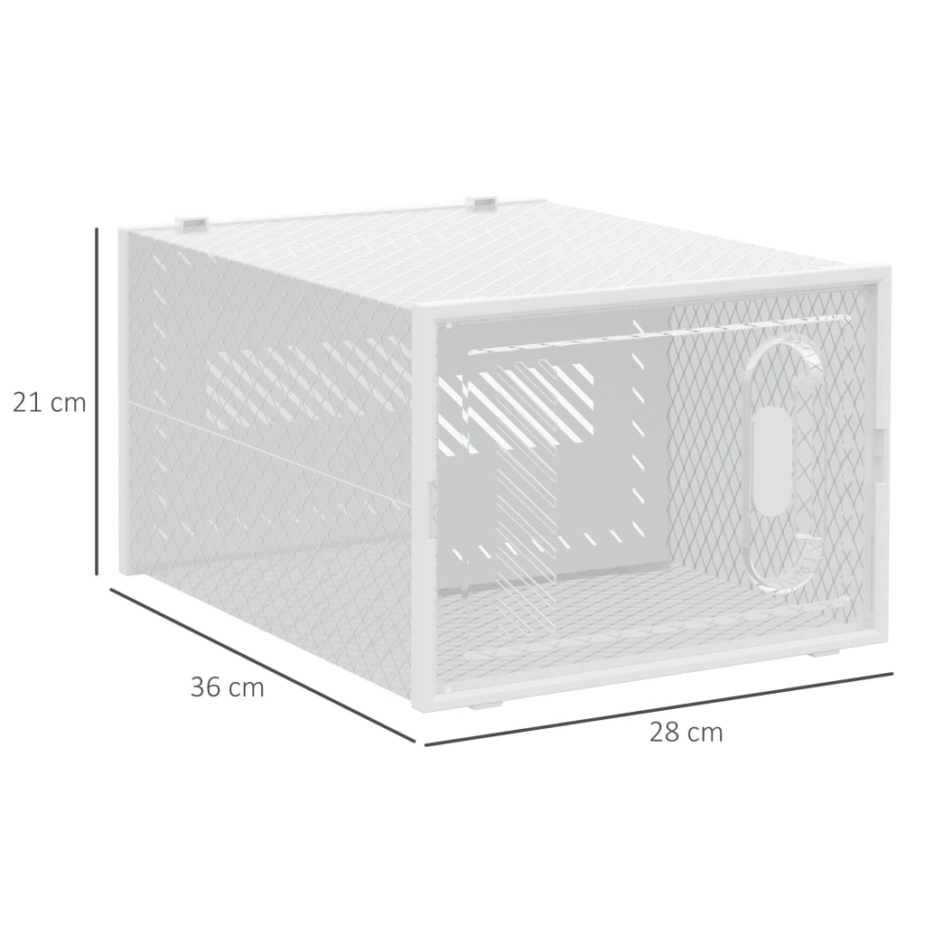 Scarpiera Modulare 18 Cubi 28x36x21 cm in Plastica Bianco e Trasparente