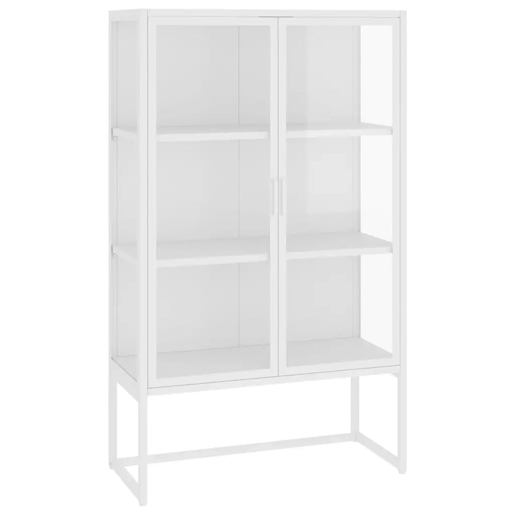 Credenza Alta Bianca 80x35x135 cm Acciaio e Vetro Temperato 335884