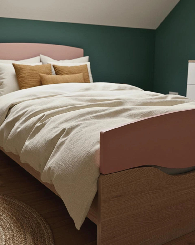Letto Smile con fascioni e pediera - Letto singolo 127 x 197 - Struttura Virginia e rosa - Rete e materasso esclusi_