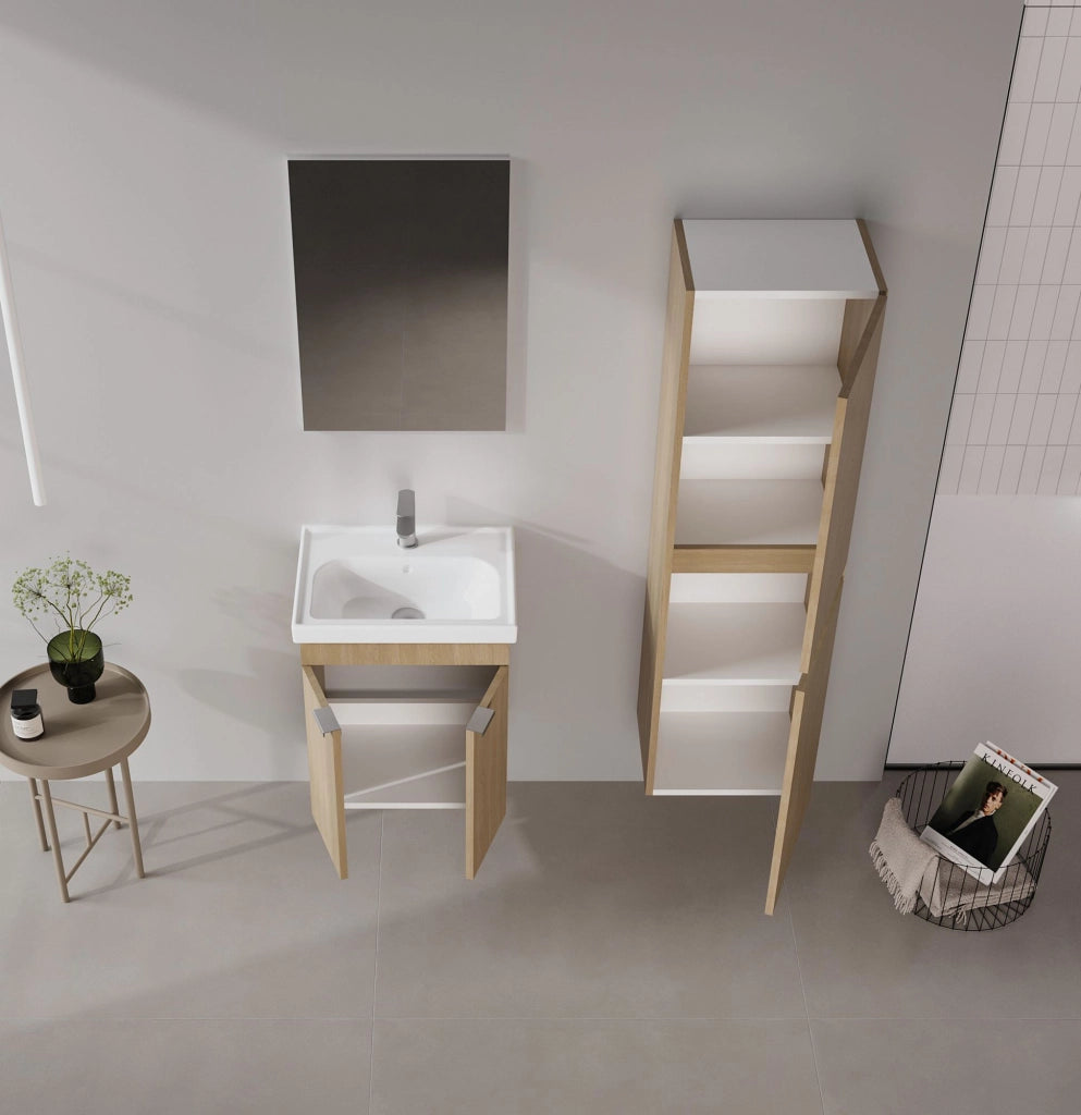 Set mobile lavabo con specchio (2 pezzi) "Desna 50" - 50 x 38 x 58 cm - Rovere