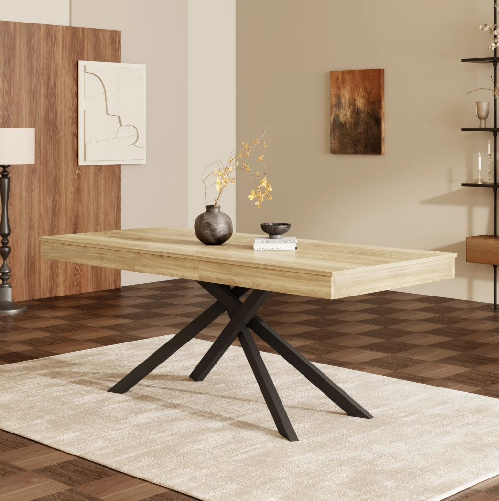 Tavolo da pranzo allungabile 140-180 cm; MDF; rovere