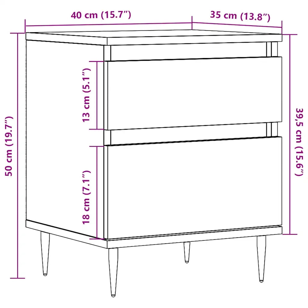 Comodino Legno Antico 40x35x50 cm in Legno Multistrato 857396