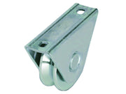 RUOTA CANCELLI GOLA V CON SUPPORTO A CAVALLOTTO ART.412- - mm.80x24 - portata Kg.200 - gola V 92  ° - 2 pezzi COMBI