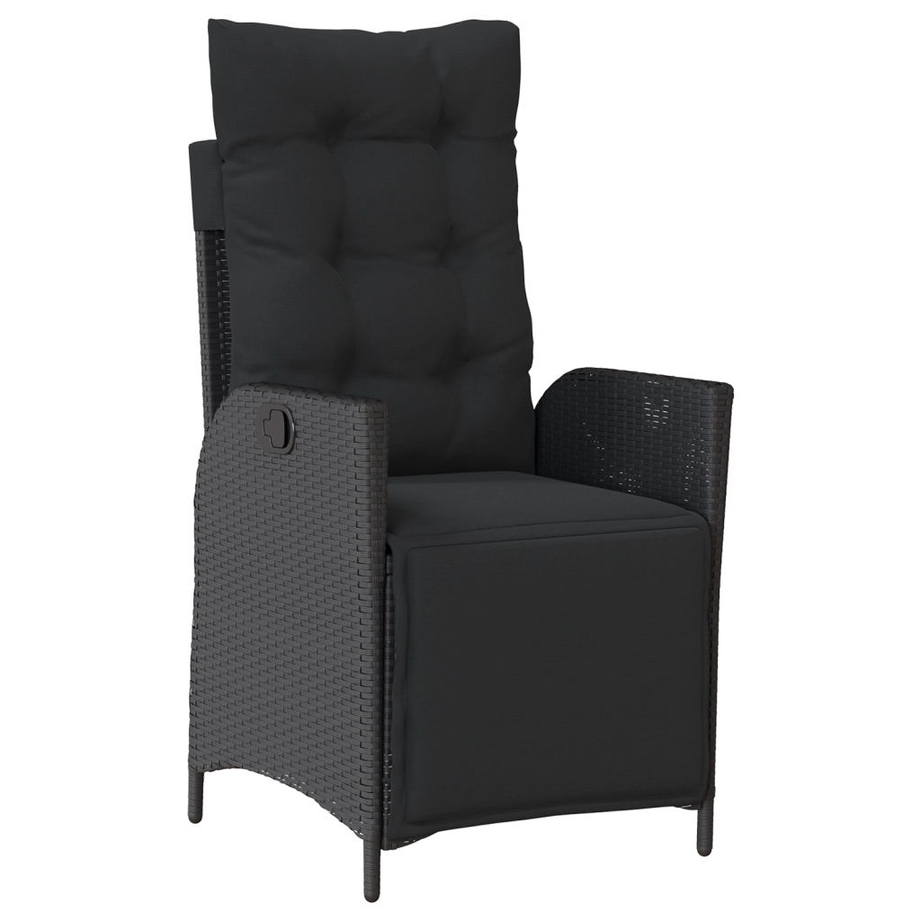 Set da Pranzo Giardino 5 Pezzi Nero Polyrattan
