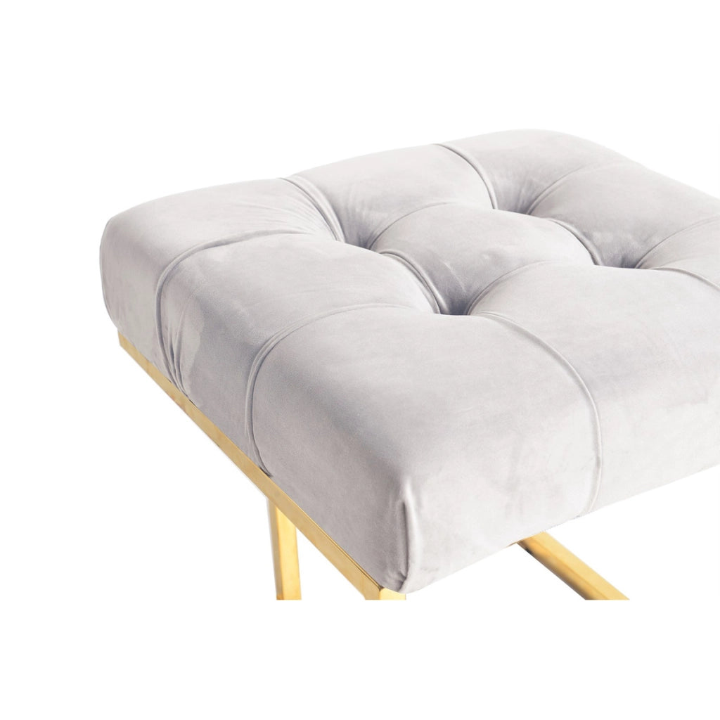 Pouf quadrato Rare 100 in velluto taupe e acciaio