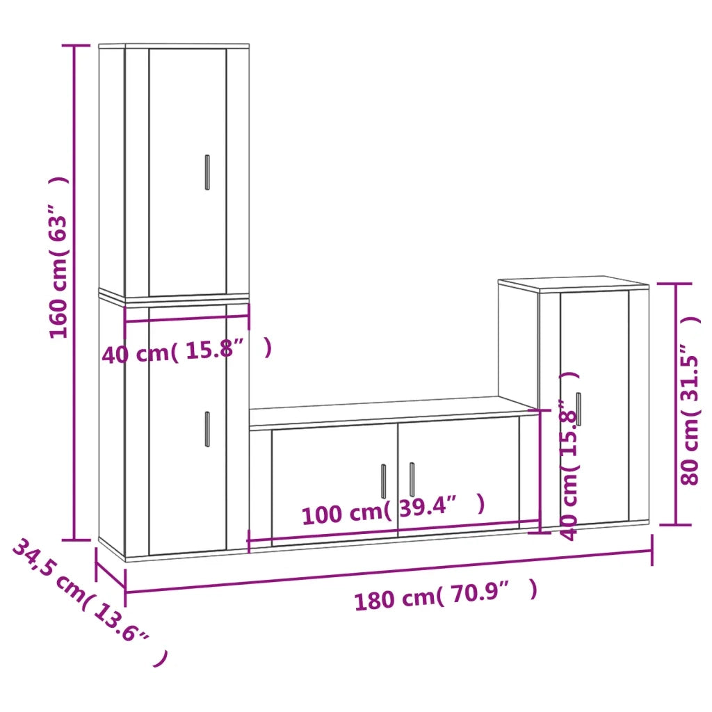 Set di Mobili Porta TV 4 pz-Set di 4 Credenza per TV Bianco in Legno Multistrato 178761