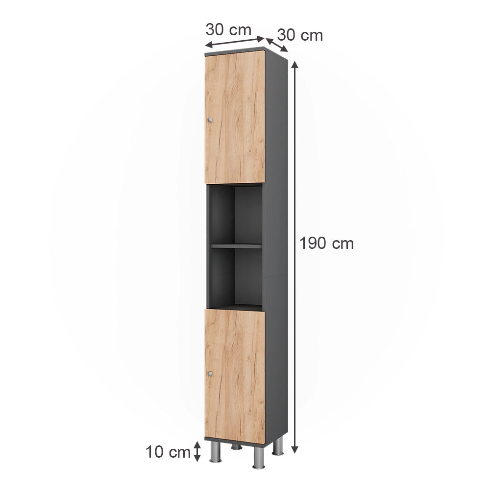 Mobile alto Fynn Antracite/Rovere dorato 30 x 190 cm Vicco