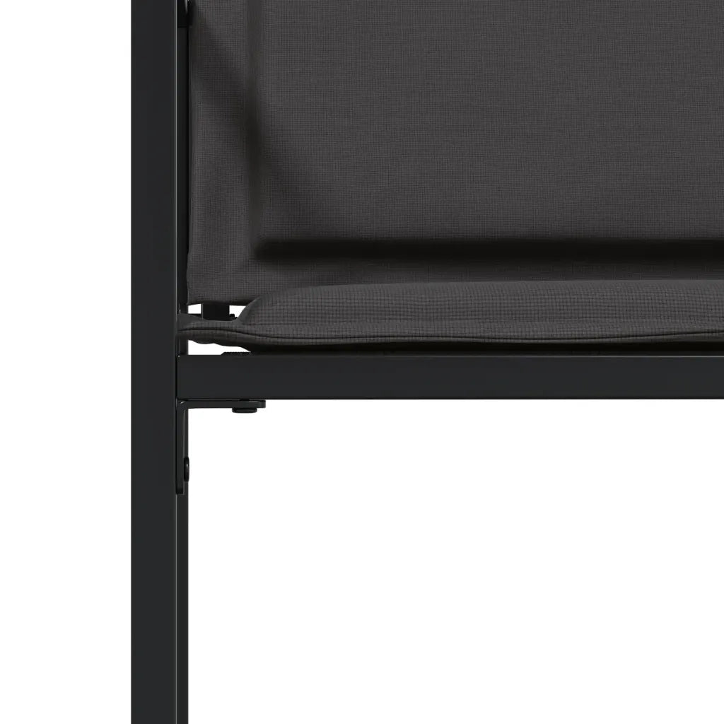 Sedie da Giardino con Cuscini 4 pz | Sedie da Esterno Neri in Acciaio e Textilene