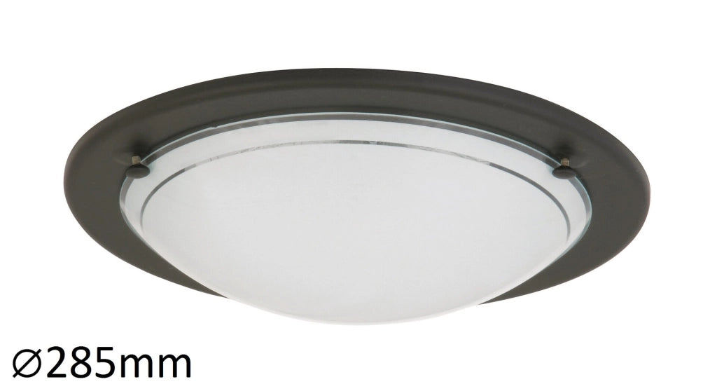 Plafoniera Rabalux Ufo tonda nera vetro opale 28,5 cm E27