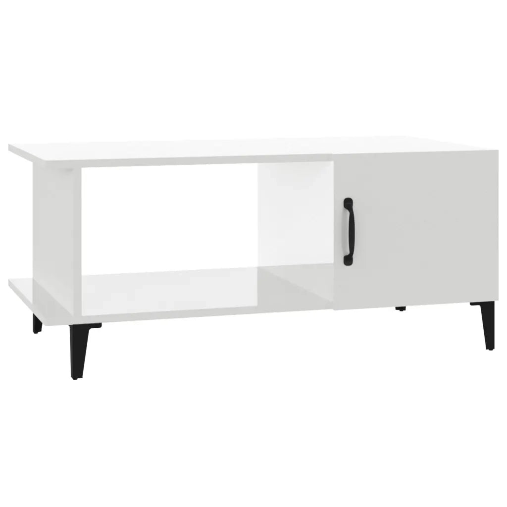 Tavolino da Salotto Bianco Lucido 90x50x40 cm Legno Multistrato 812759