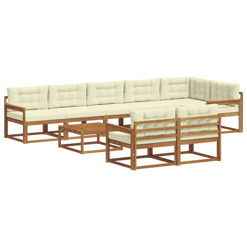 Set di divani da esterno con cuscino 9 pcs Naturale e Crema