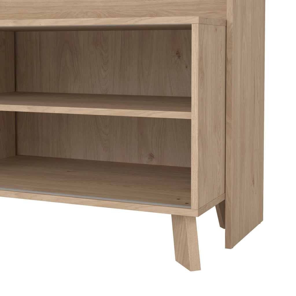 Mobile porta TV Nicosia, Credenza da soggiorno, Armadio basso per TV, Base parete attrezzata, 159x48 h181 cm, Rovere e Bianco