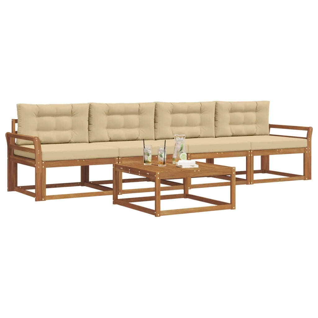 Set di divani da esterno con cuscino 5 pcs Naturale e Beige