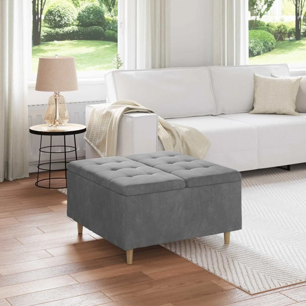 Pouf contenitore Grigio scuro 80 x 80 x 45 cm Velluto 876841