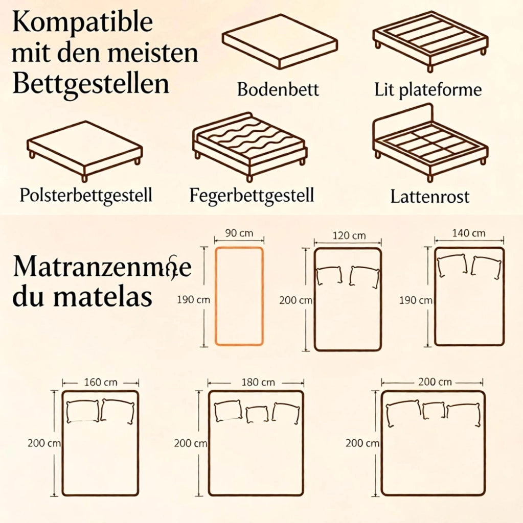 Materasso 90x190 cm in memory foam, poliestere bianco e grigio, singolo