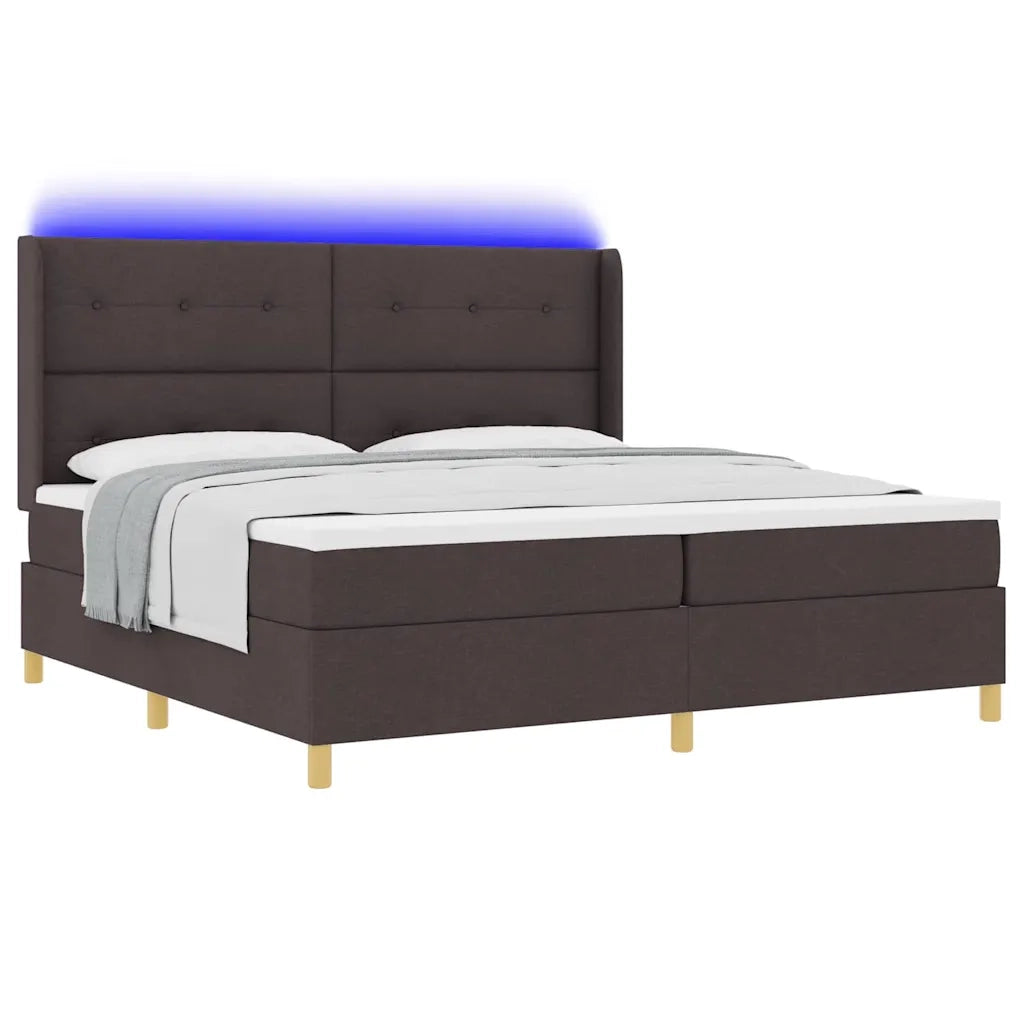 Letto a molle con strisce LED Marrone 200 x 200 cm Tessuto 3343717