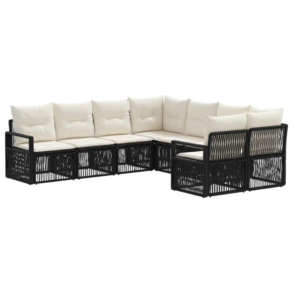 Set Divano da Giardino 8 pz 8-Numero di posti Nero polyrattan 3435904