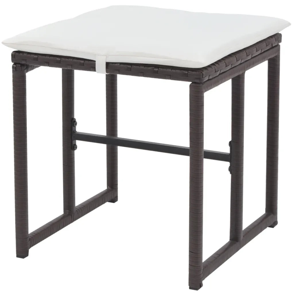 Set da Giardino 5 pz Pieghevole in Acciaio e Polyrattan Marrone cod mxl 36158