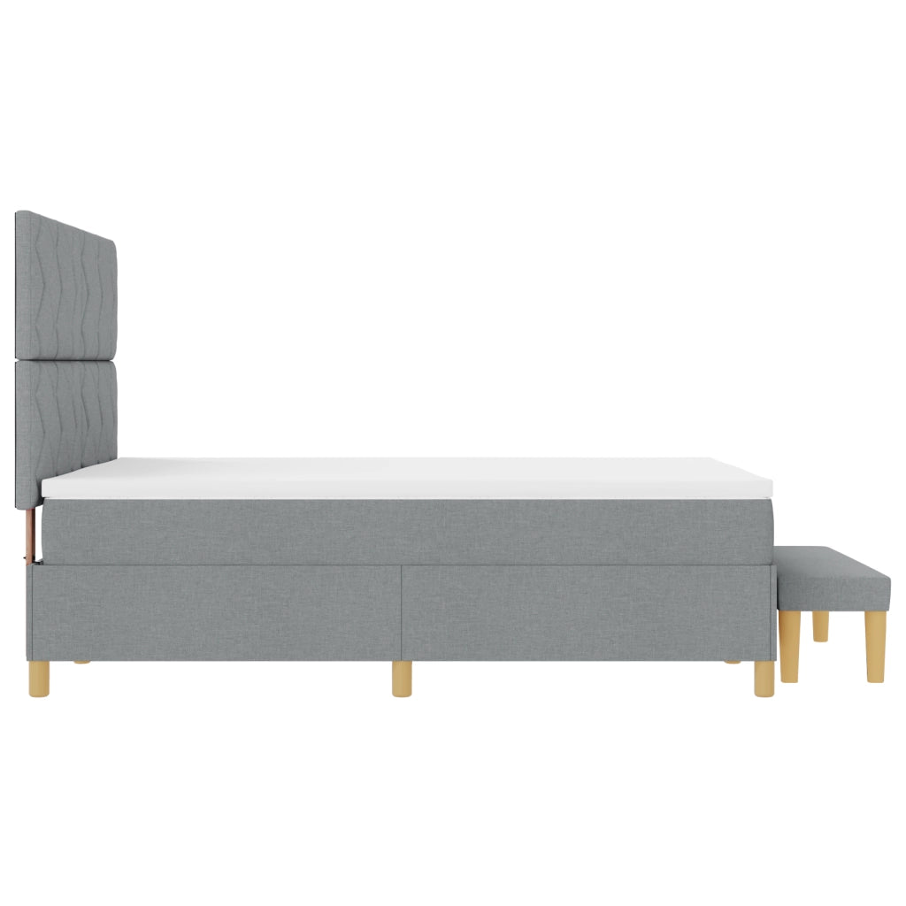 Letto con Box Spring e Panchina Grigio Chiaro 160x200 cm Tessuto