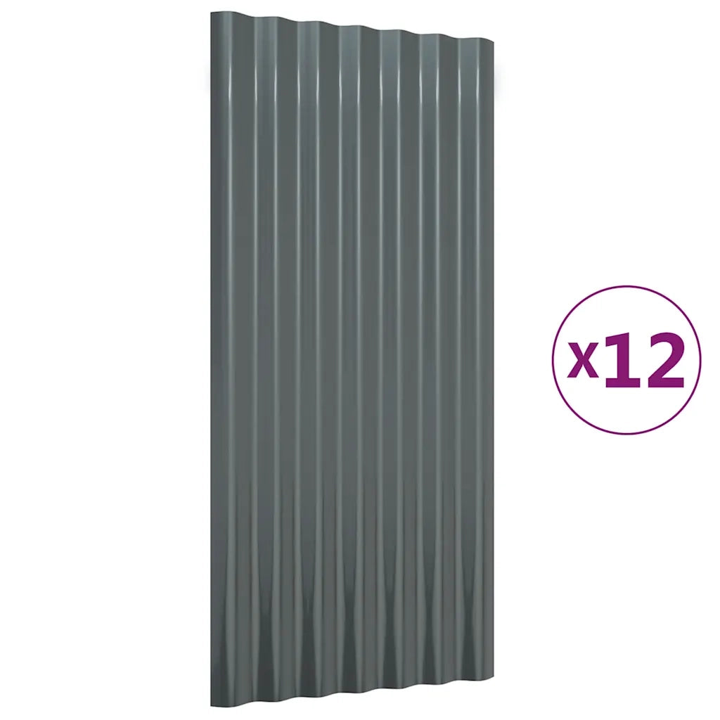 Pannelli Tetto 12 pz Acciaio Zincato Antracite 80x36 319136