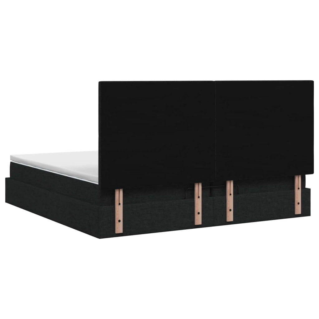 Letto Ottomano con Materasso e LED Nero 200 x 200 cm Tessuto 3458099