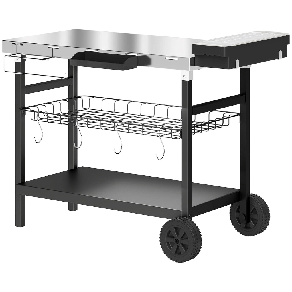 Carrello da Cucina 3 Livelli ¨C Zephmum ¨C Nero, Acciaio Inox, 114x61x81cm