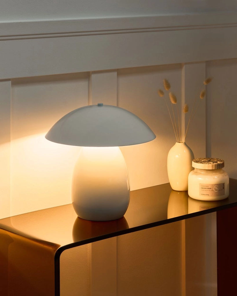 Lampada da tavolo bianca con base in ferro 30 cm a una luce design moderno accessori per il soggiorno