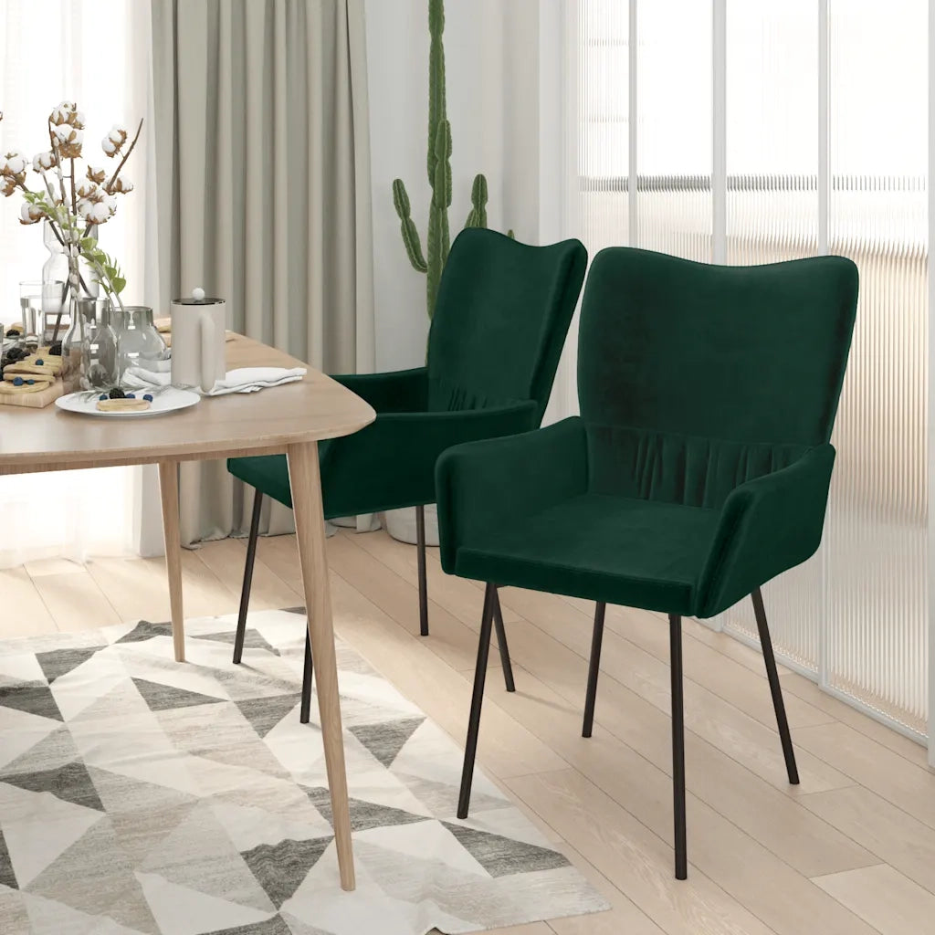Sedie da Pranzo 2 pz Verde Scuro in Velluto cod mxl 18199